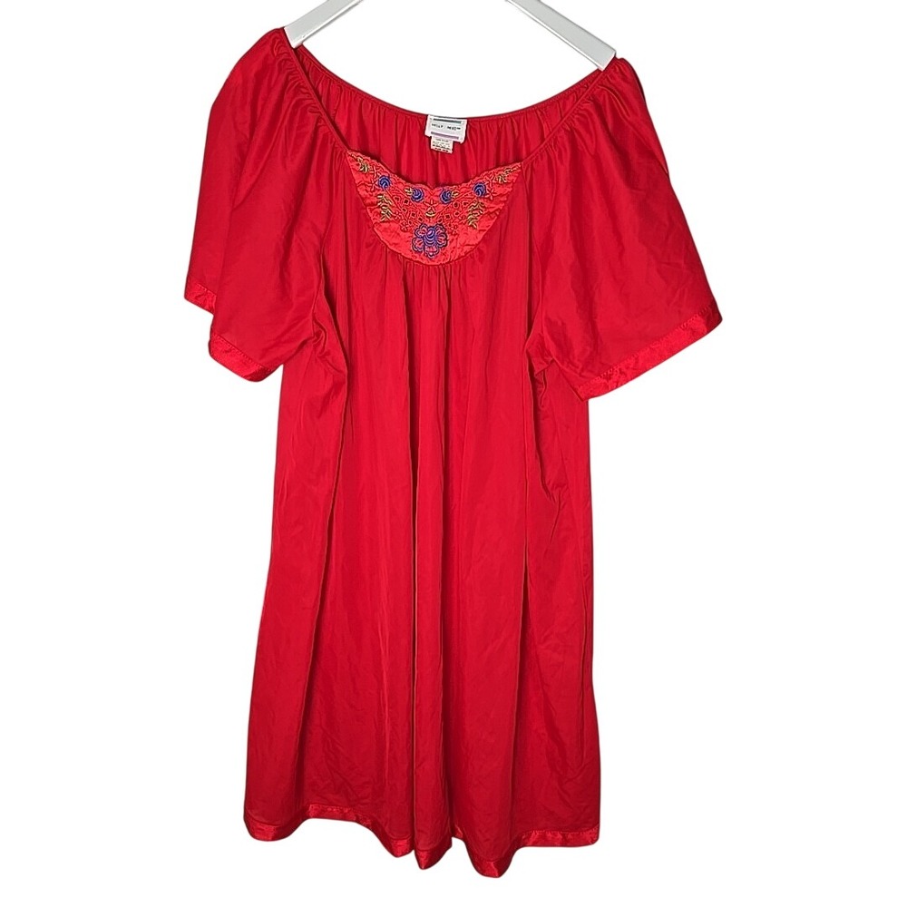 Kelly Reed Floral Embroidered Nightgown Red Dress 26W 3XL Housedress Kaftan